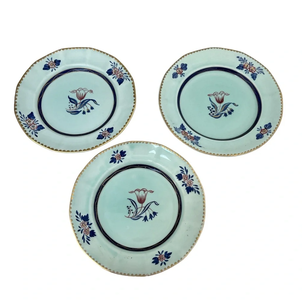 Three 3 Vintage Adams Calyx Ware Ironstone Bread Plates